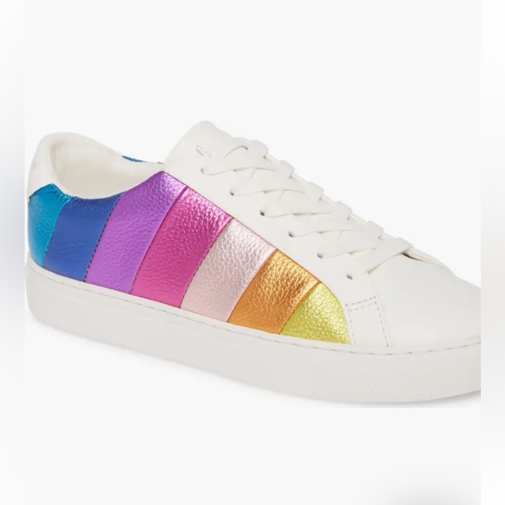 Kurt Geiger “Lane” leather metallic rainbow sneaker. Size 38.5 (8) EUC